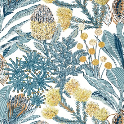 Thibaut Protea Wallpaper in Blue